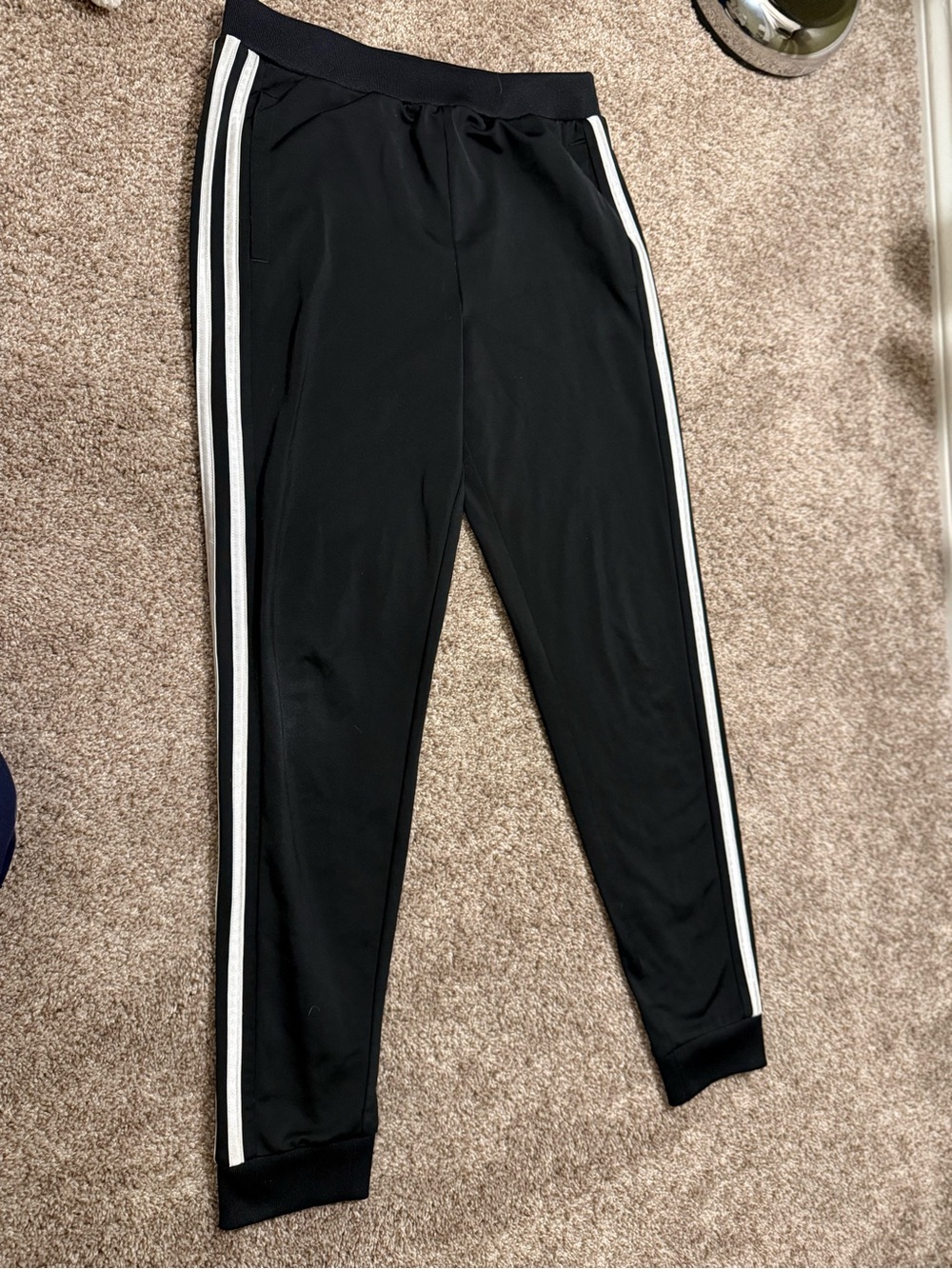 adidas Black Joggers with White 3-Stripe Detailing